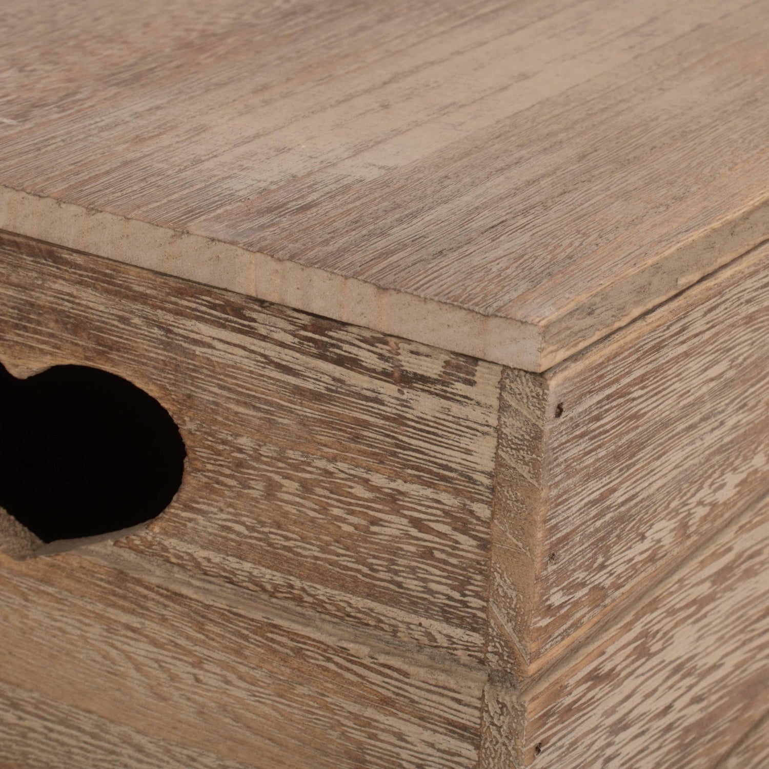 Small Oak Effect Heart Cut-Out Box with Lid - REGN