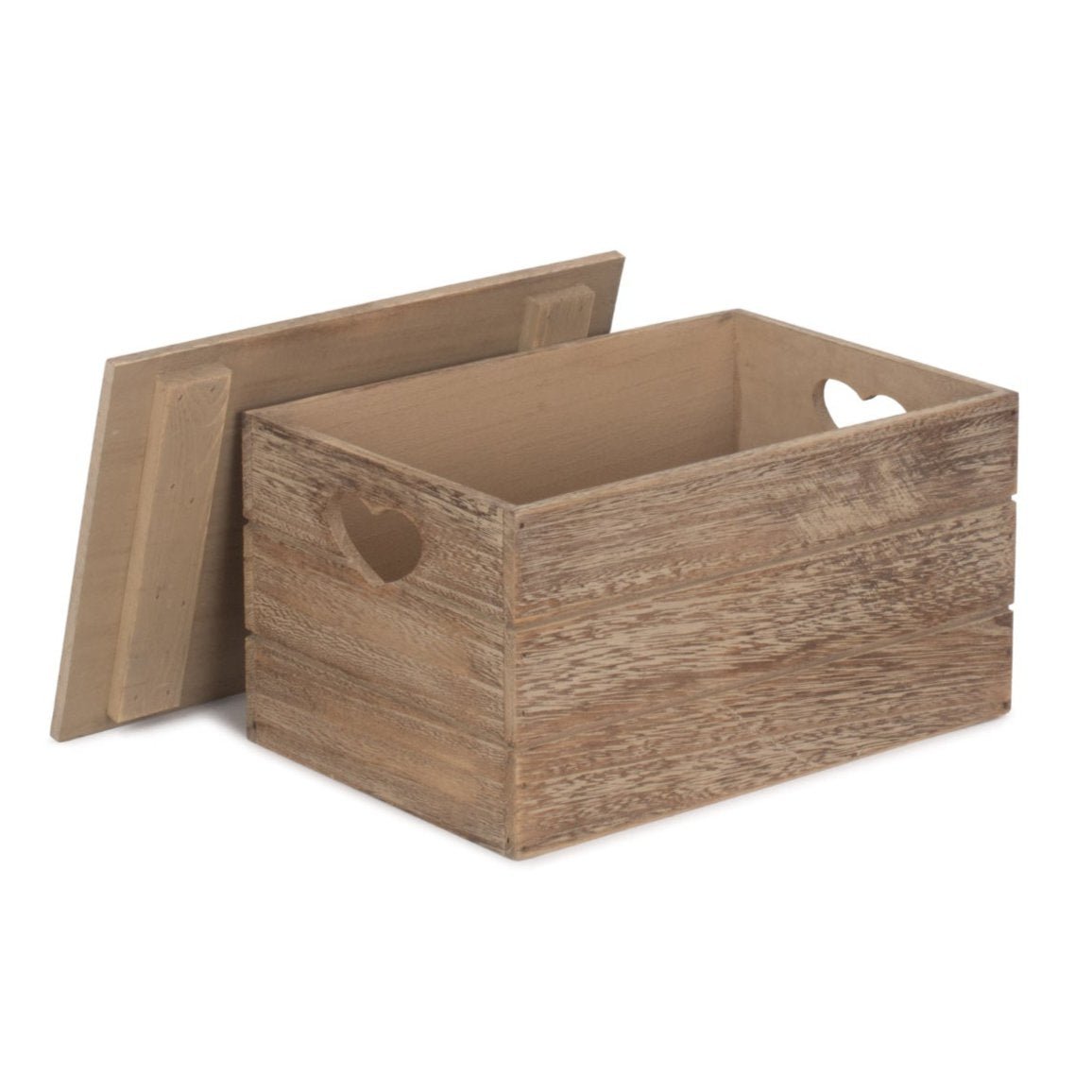 Small Oak Effect Heart Cut-Out Box with Lid - REGN