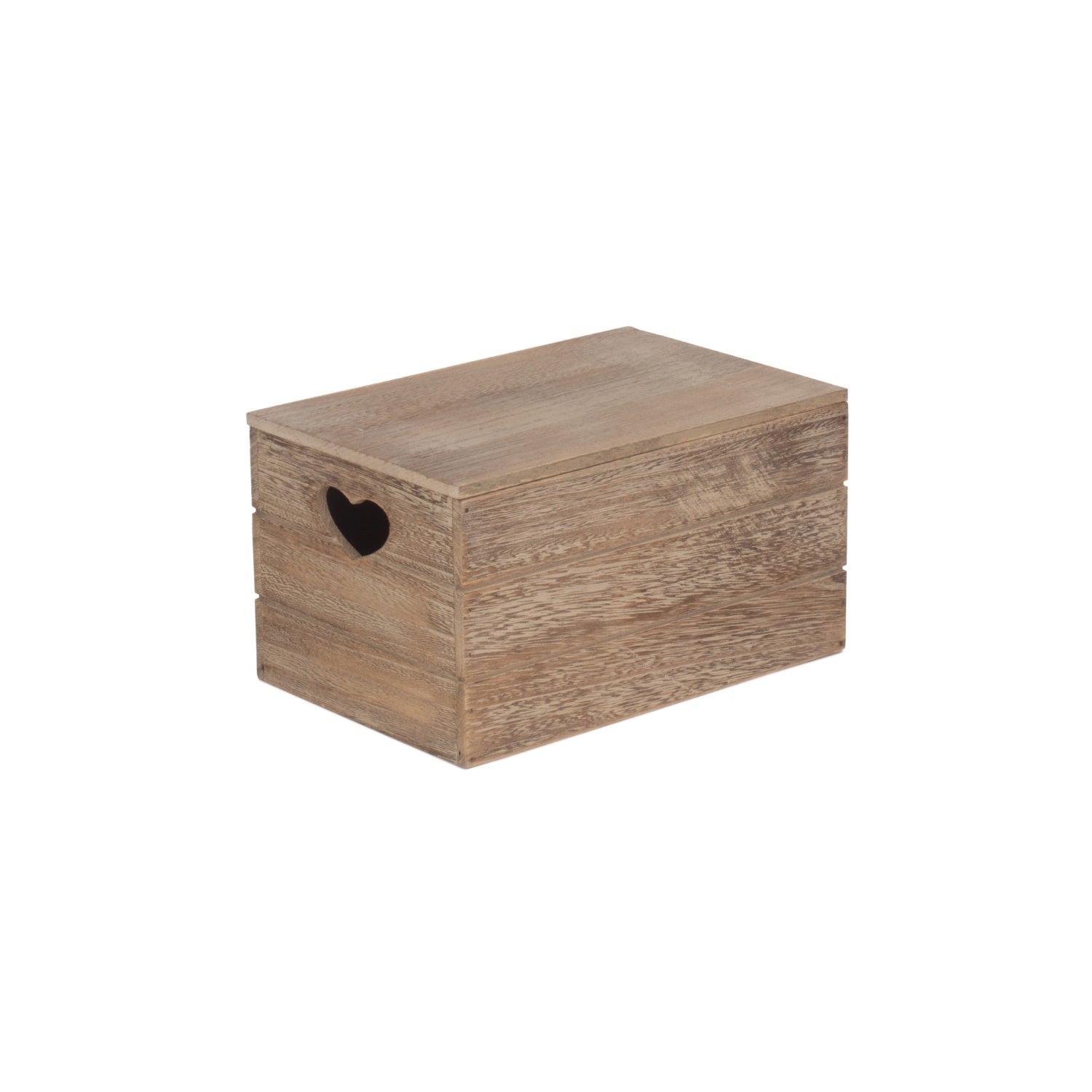 Small Oak Effect Heart Cut-Out Box with Lid - REGN