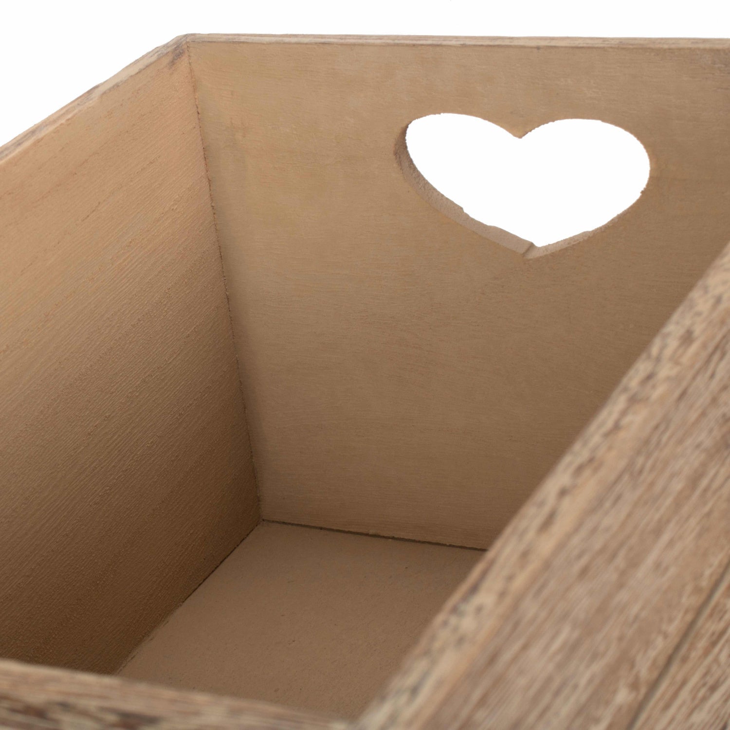 Small Oak Effect Heart Cut-Out Crate - REGN