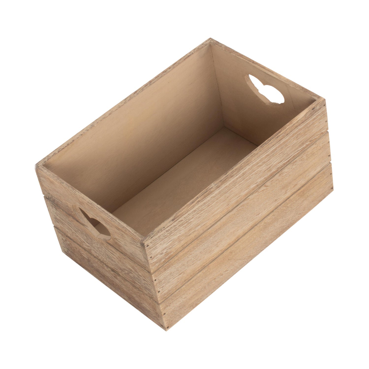 Small Oak Effect Heart Cut-Out Crate - REGN