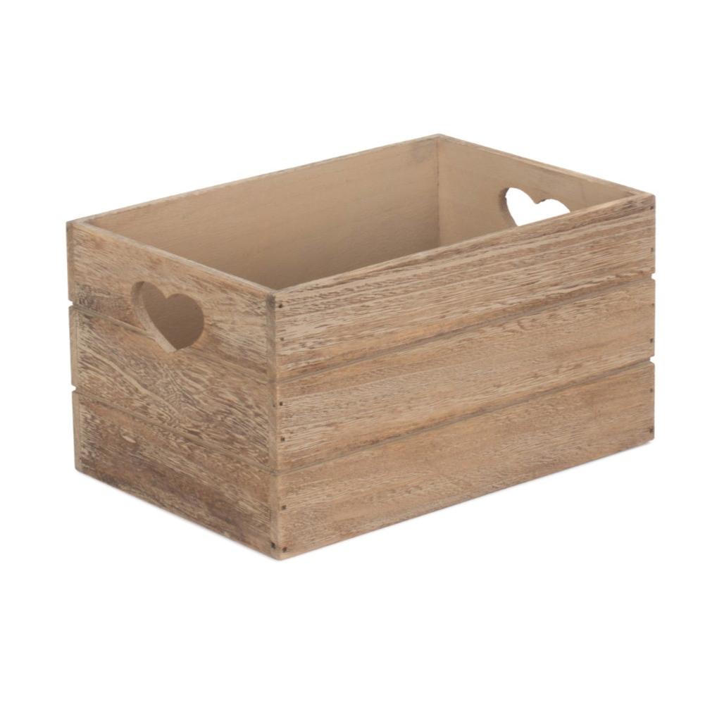 Small Oak Effect Heart Cut-Out Crate - REGN