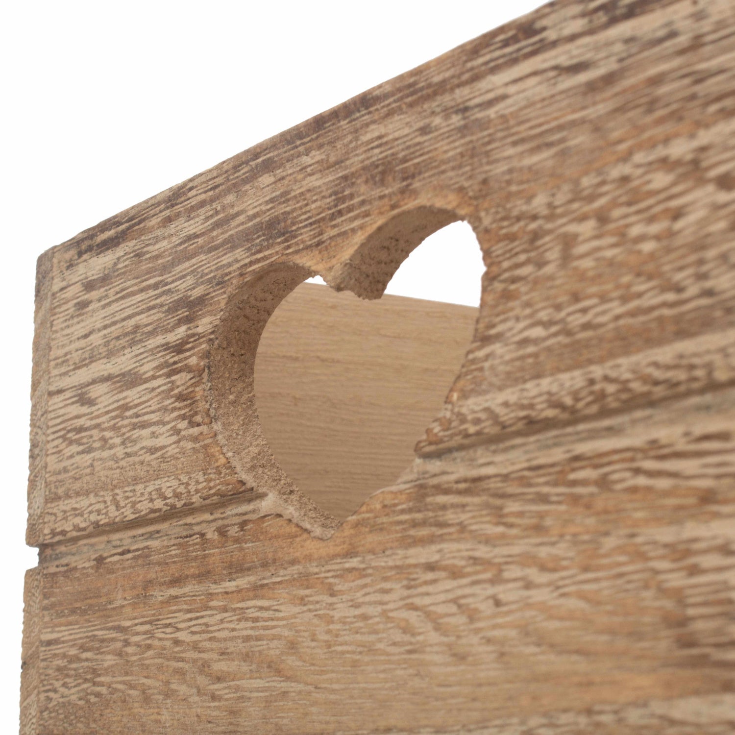 Small Oak Effect Heart Cut-Out Crate - REGN