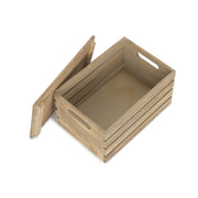 Small Oak Effect Storage Box Crate with Lid - REGN