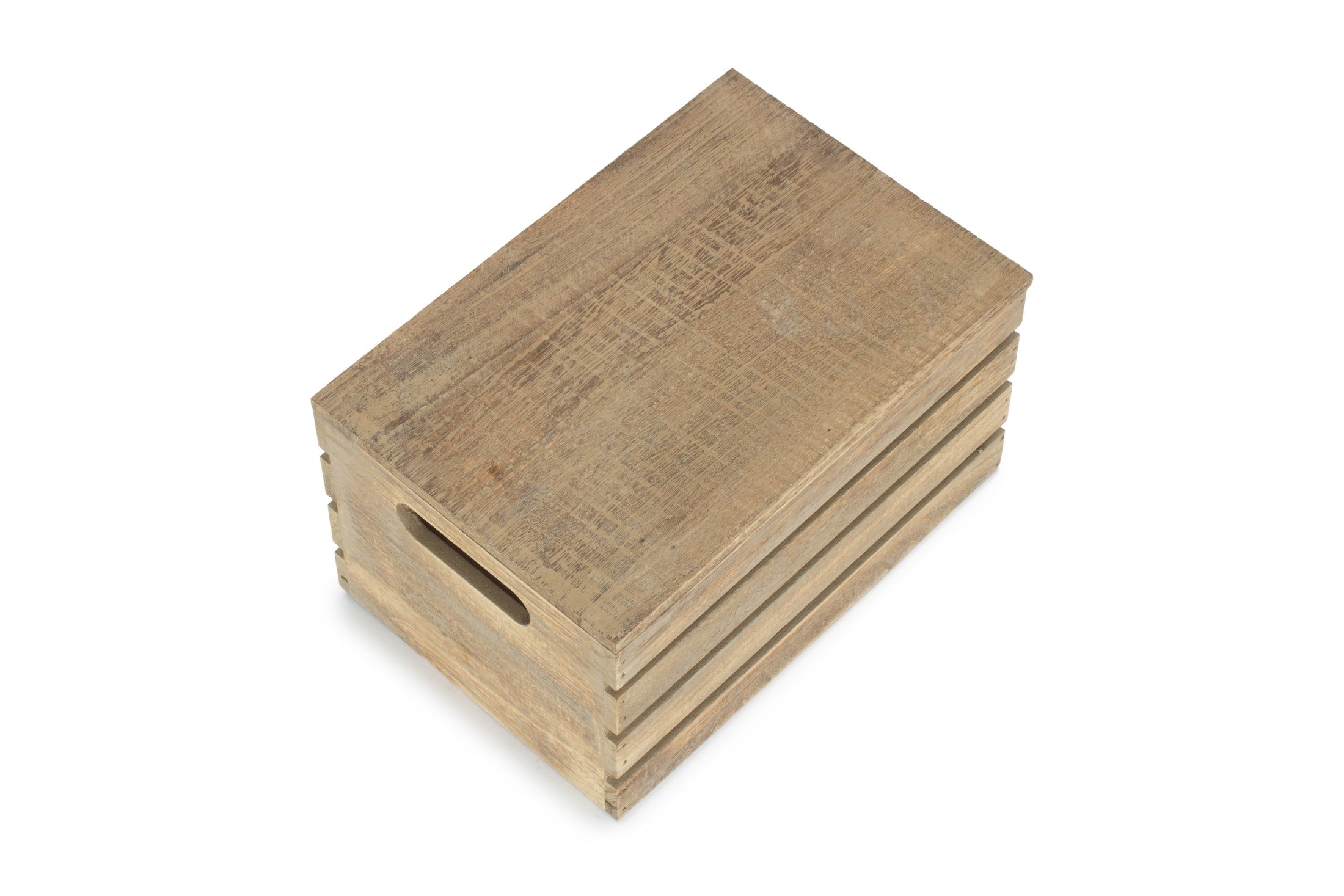 Small Oak Effect Storage Box Crate with Lid - REGN