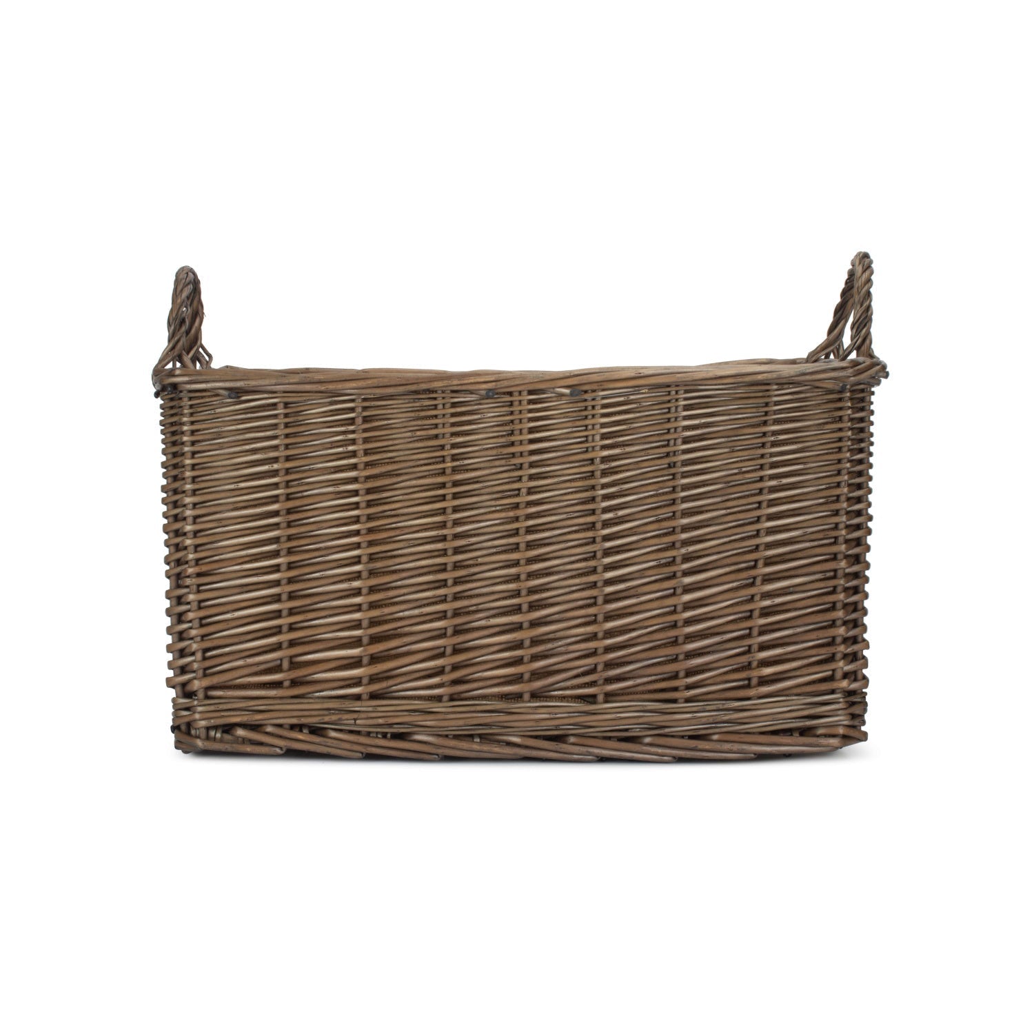 Small Rectangular Antique Wash Hessian Lined Storage Basket - REGN