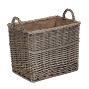Small Rectangular Lined Wicker Log Storage Basket - REGN