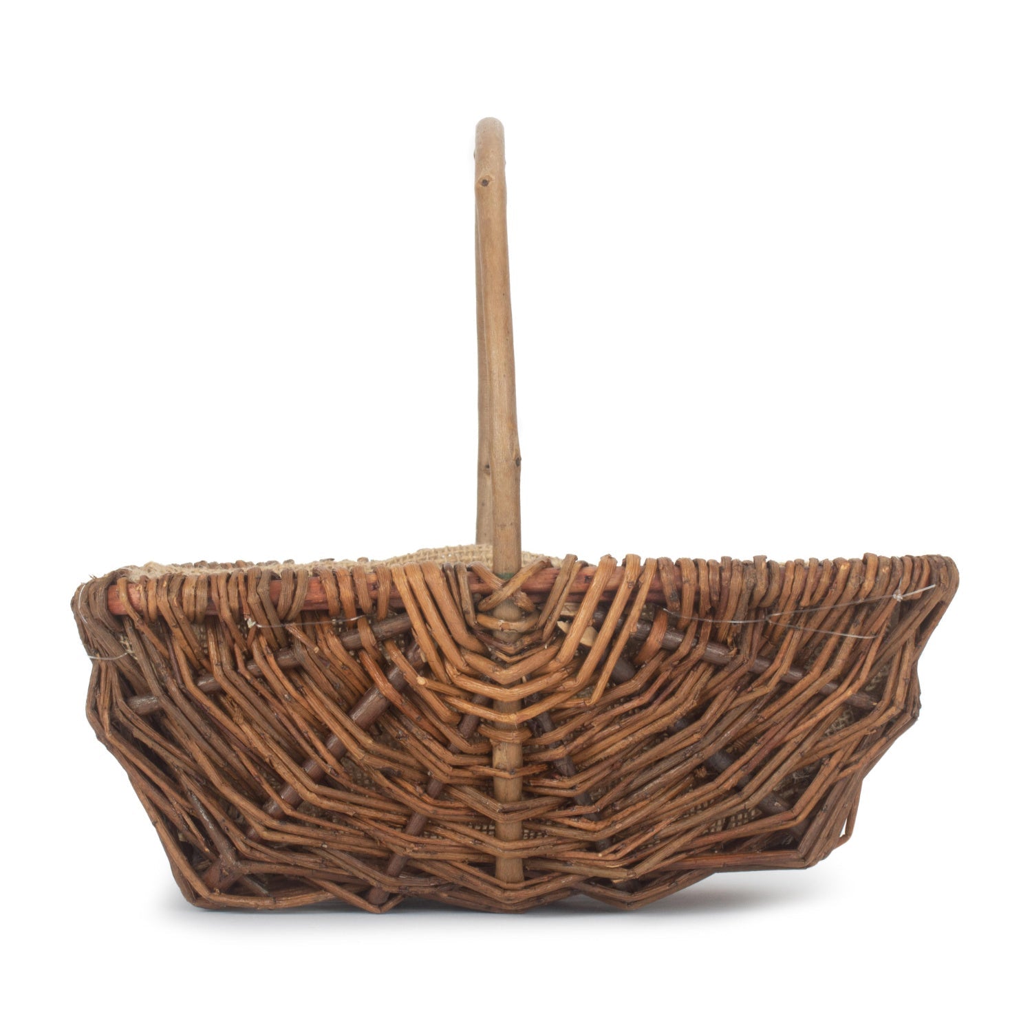 Small Rectangular Unpeeled Willow Garden Trug With Hessian Lining - REGN