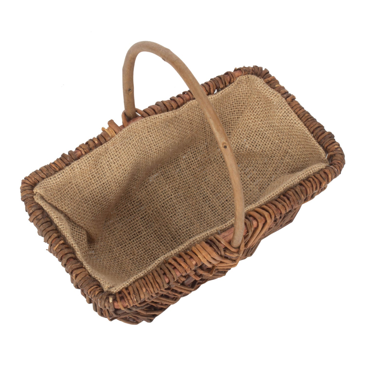 Small Rectangular Unpeeled Willow Garden Trug With Hessian Lining - REGN
