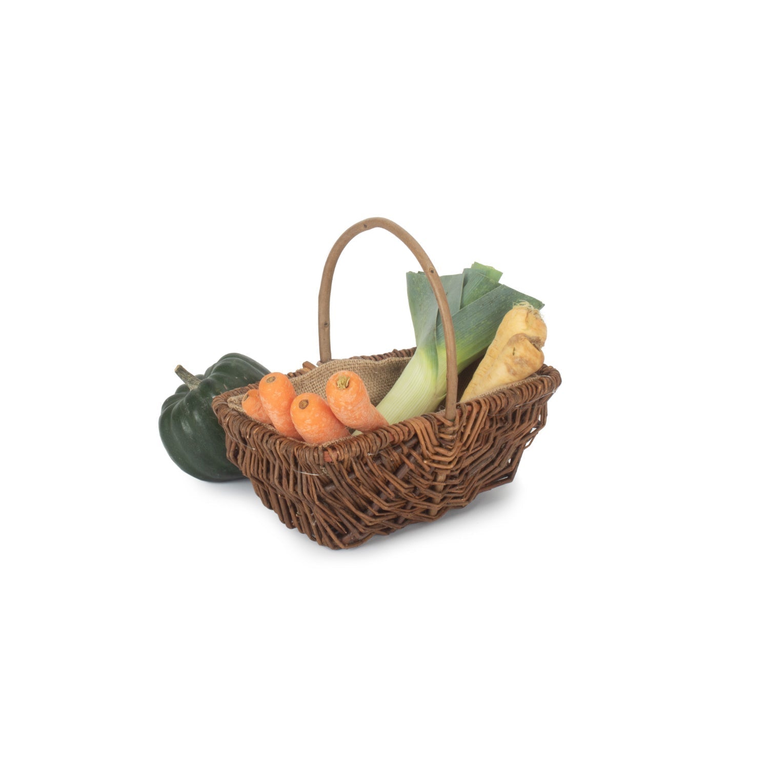 Small Rectangular Unpeeled Willow Garden Trug With Hessian Lining - REGN