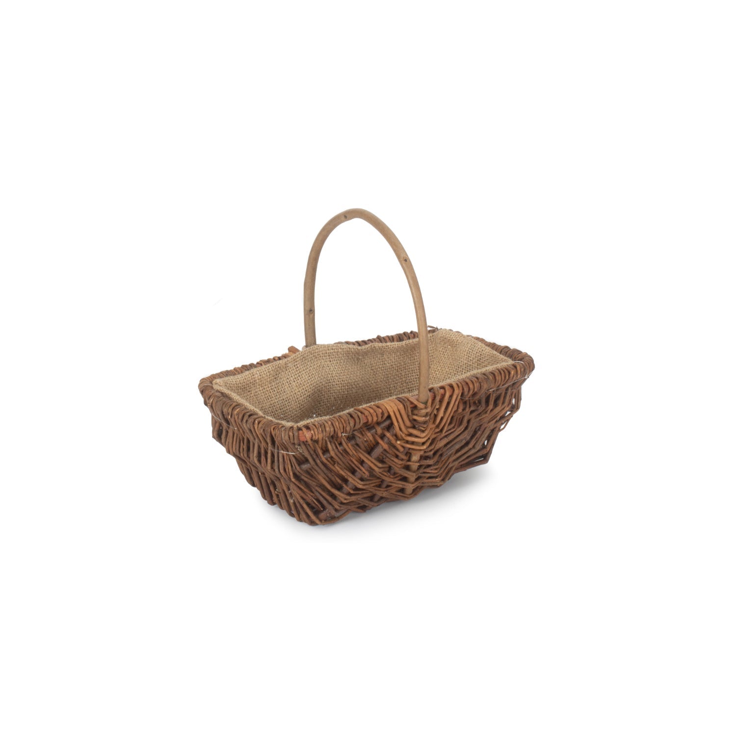 Small Rectangular Unpeeled Willow Garden Trug With Hessian Lining - REGN