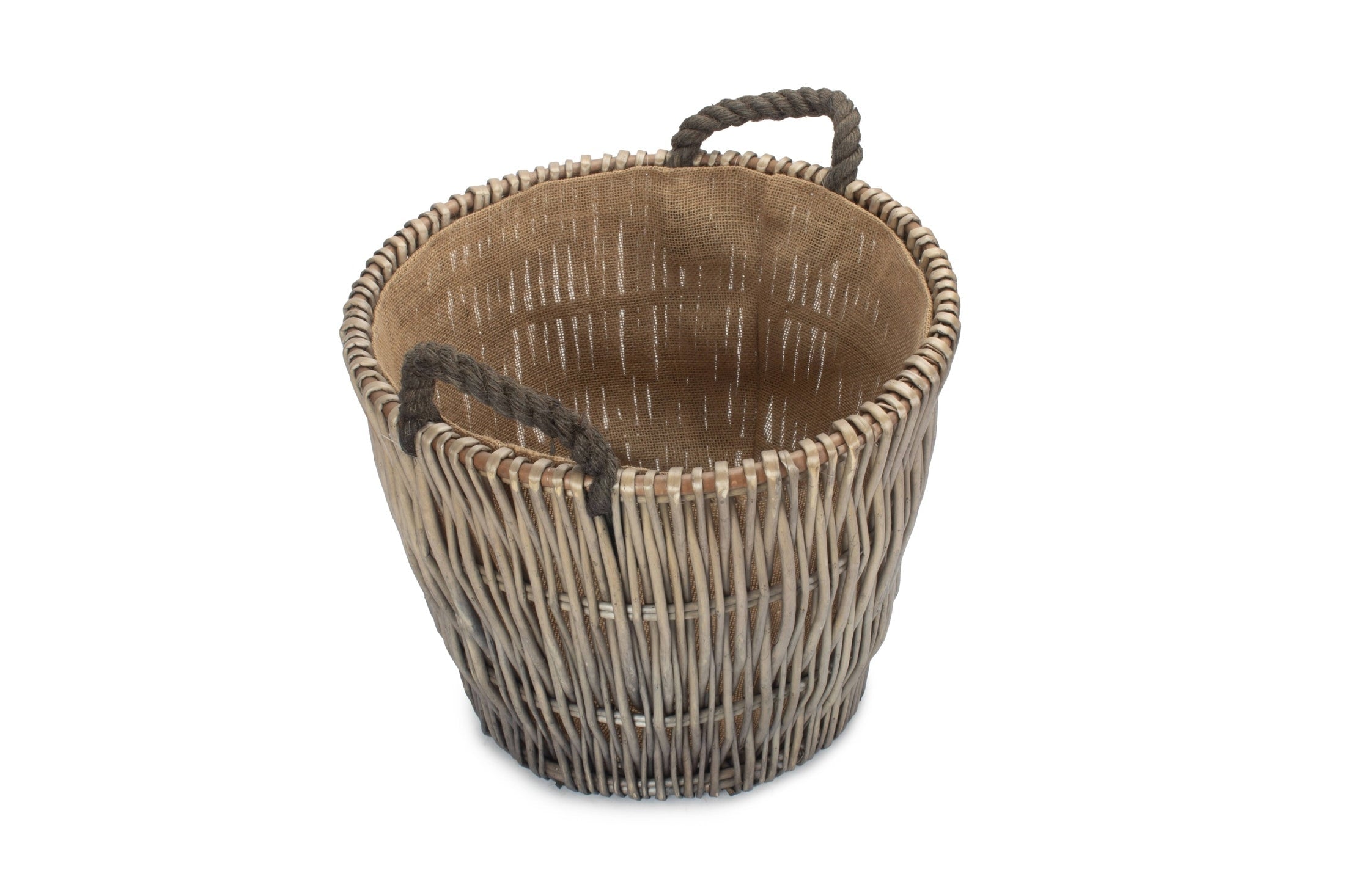 Small Round Grey Log Basket - REGN