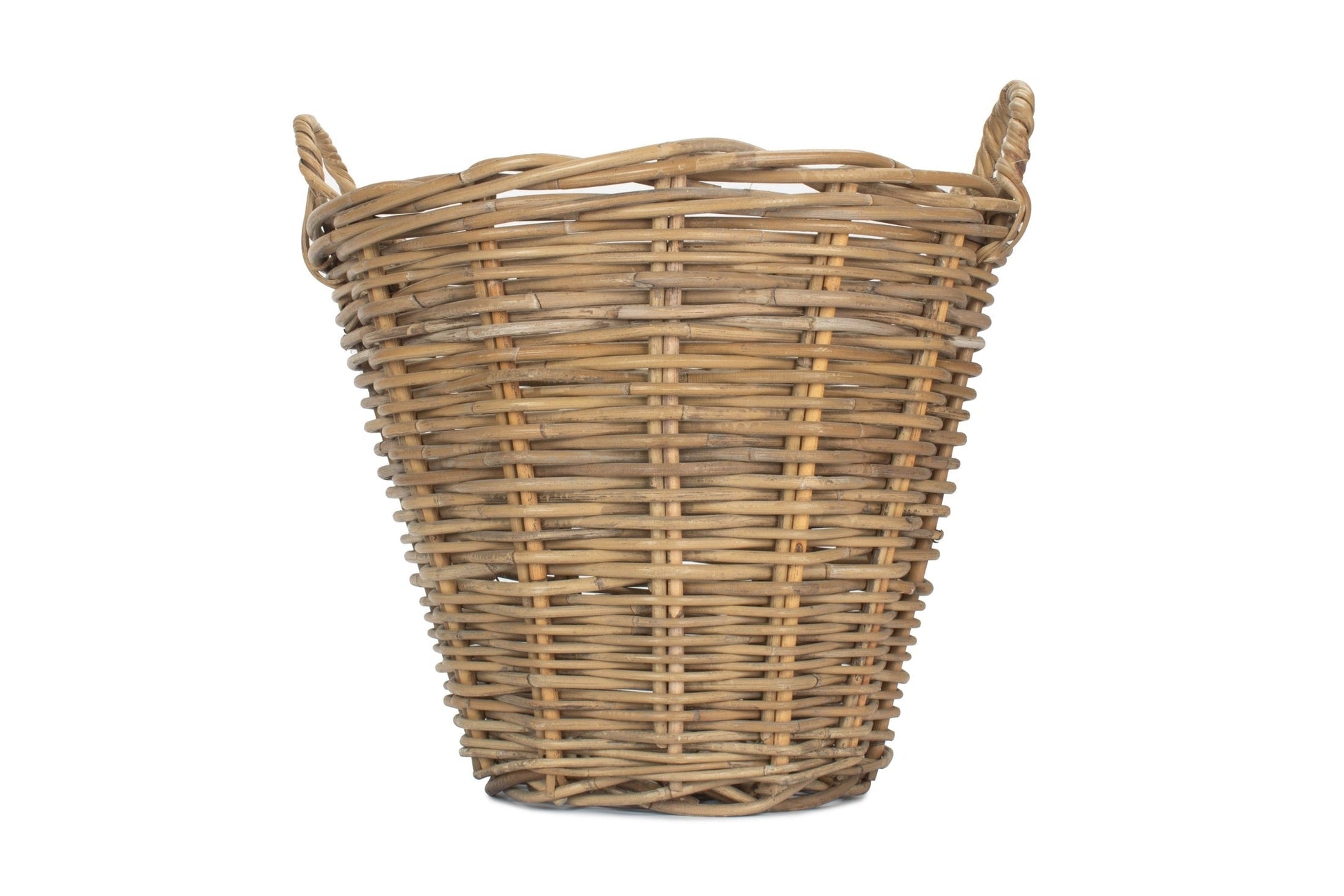 Small Round Grey Rattan Log Basket - REGN