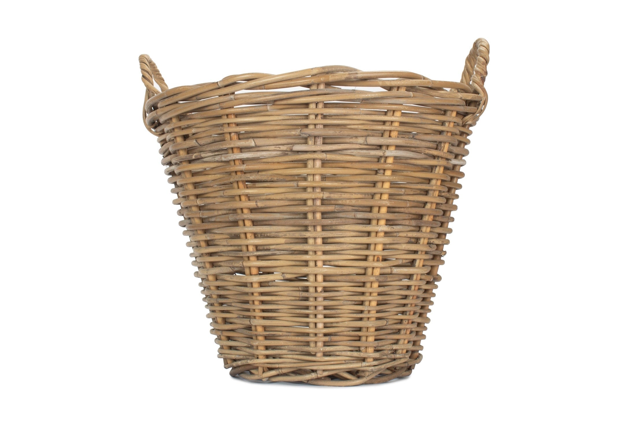 Small Round Grey Rattan Log Basket - REGN