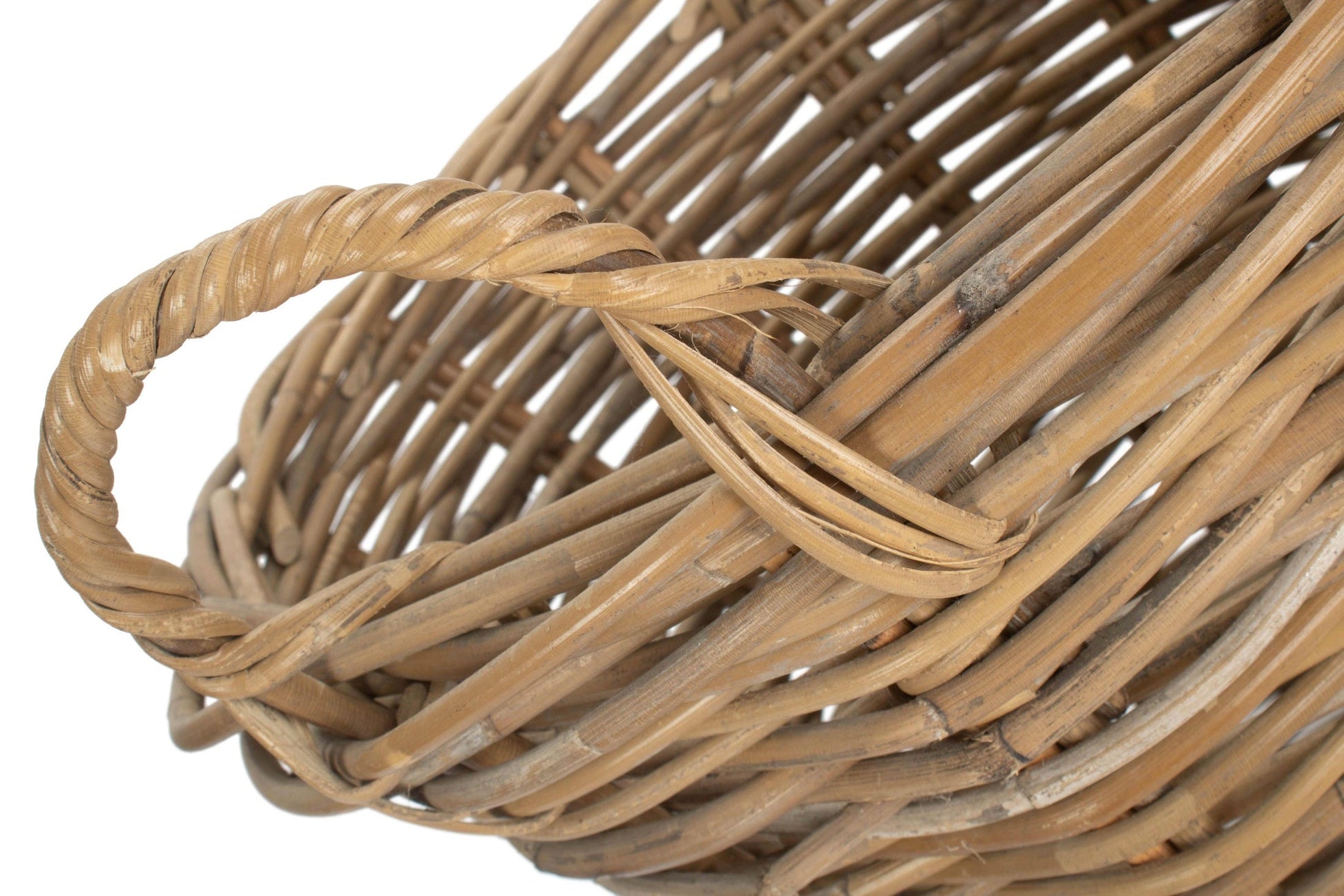Small Round Grey Rattan Log Basket - REGN