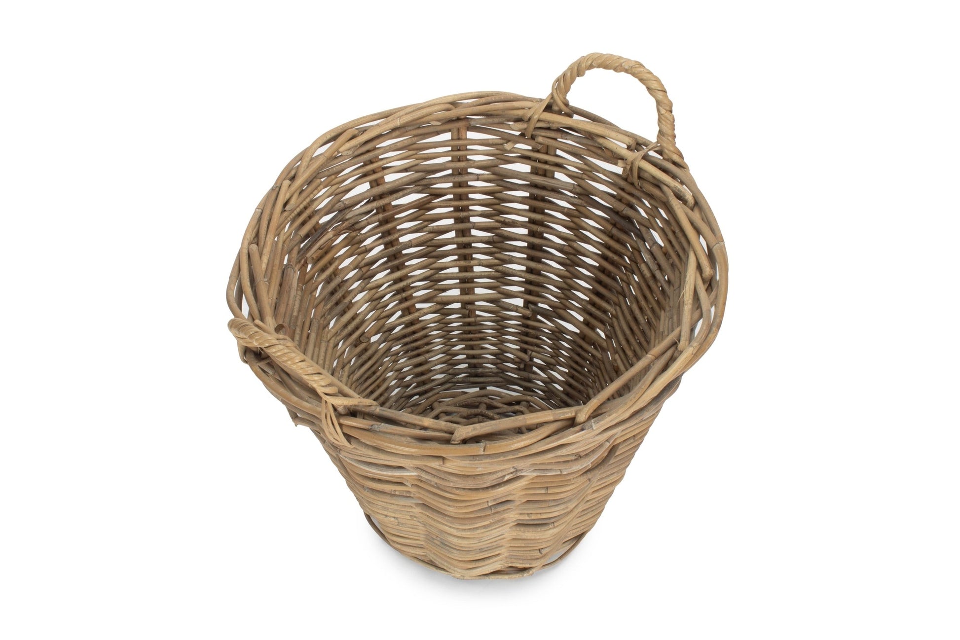 Small Round Grey Rattan Log Basket - REGN