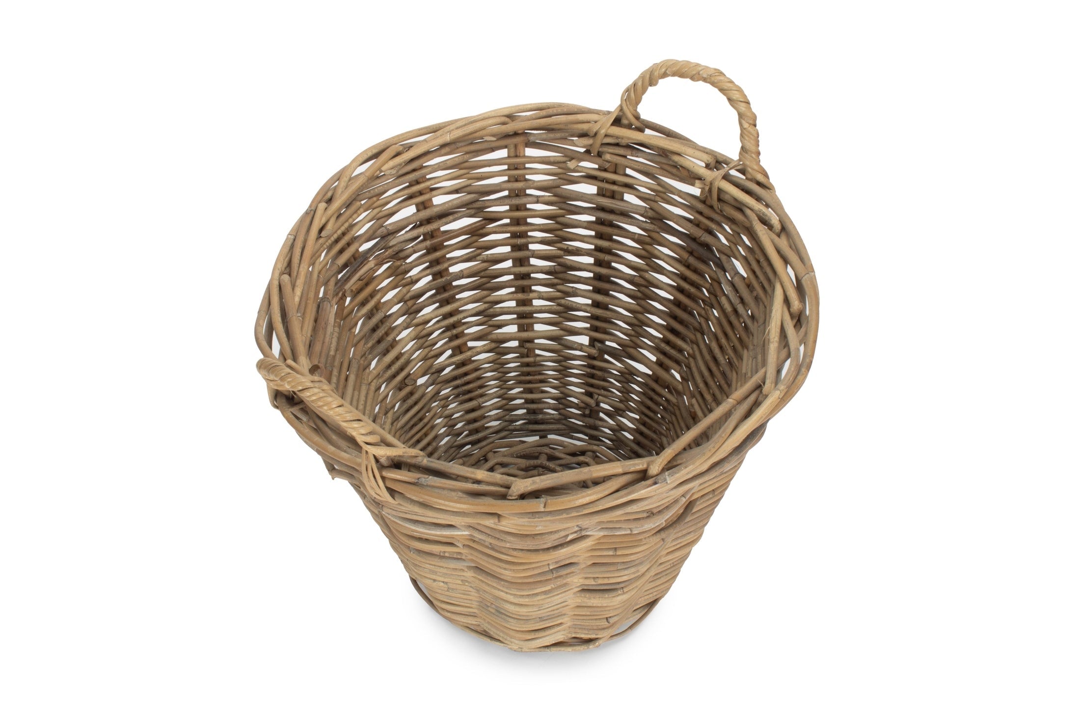 Small Round Grey Rattan Log Basket - REGN