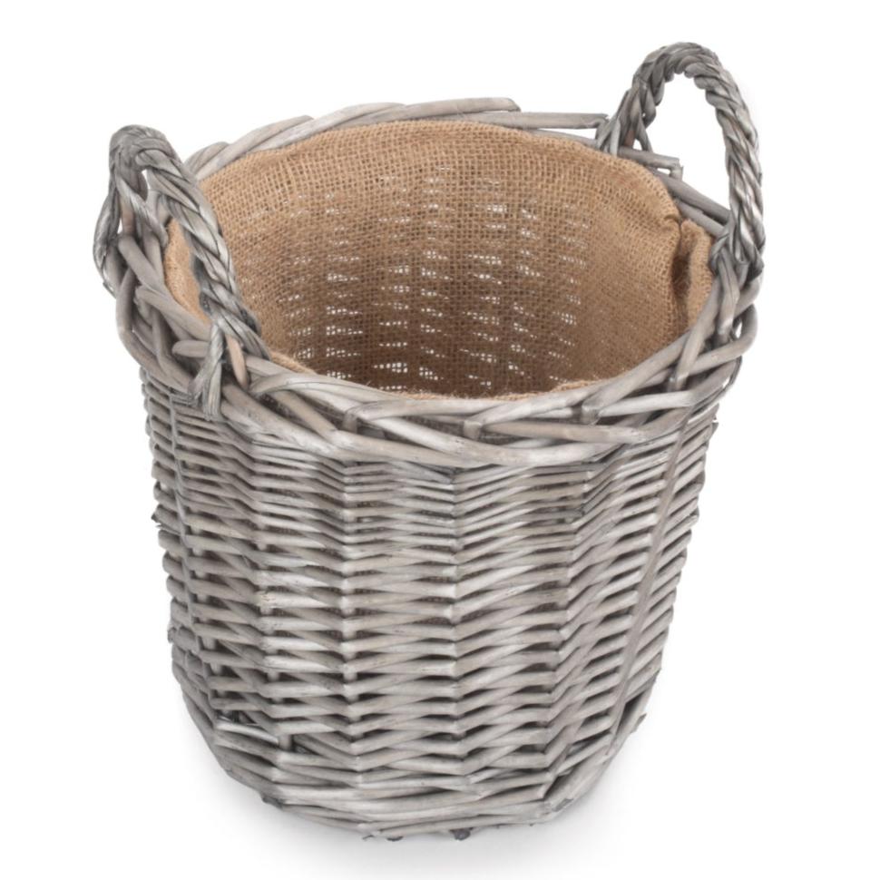 Small Round Lined Wicker Planter Basket - REGN