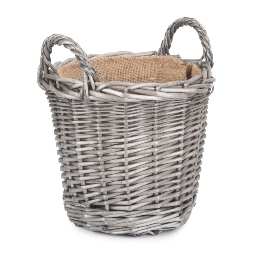 Small Round Lined Wicker Planter Basket - REGN