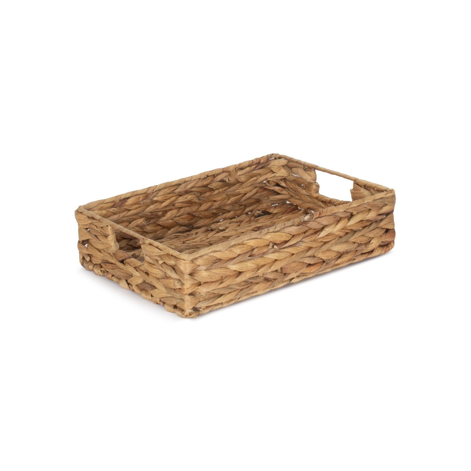 Small Shallow Rectangular Water Hyacinth Storage Tray Basket - REGN