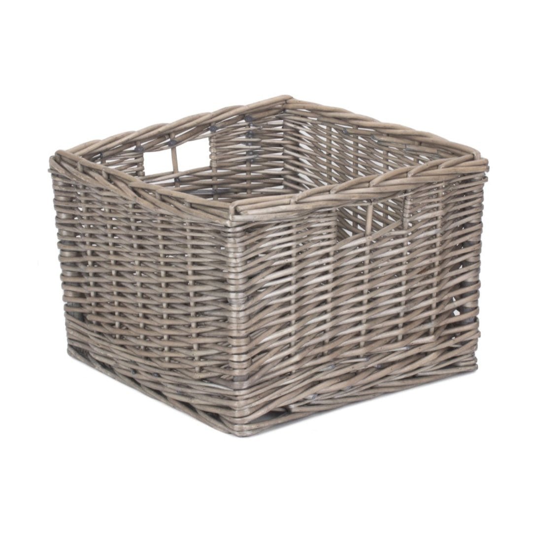 Small Square Antique Wash Willow Storage Basket - REGN