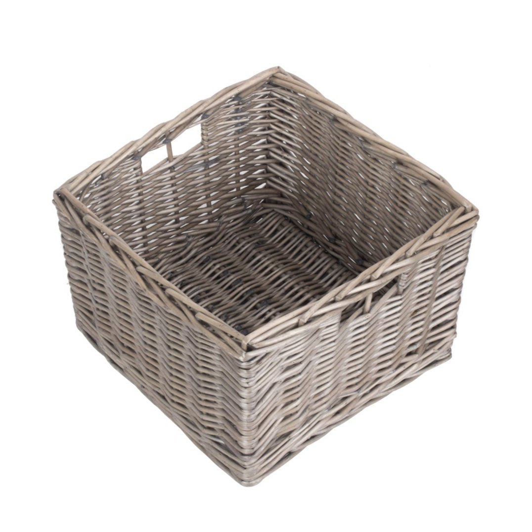 Small Square Antique Wash Willow Storage Basket - REGN
