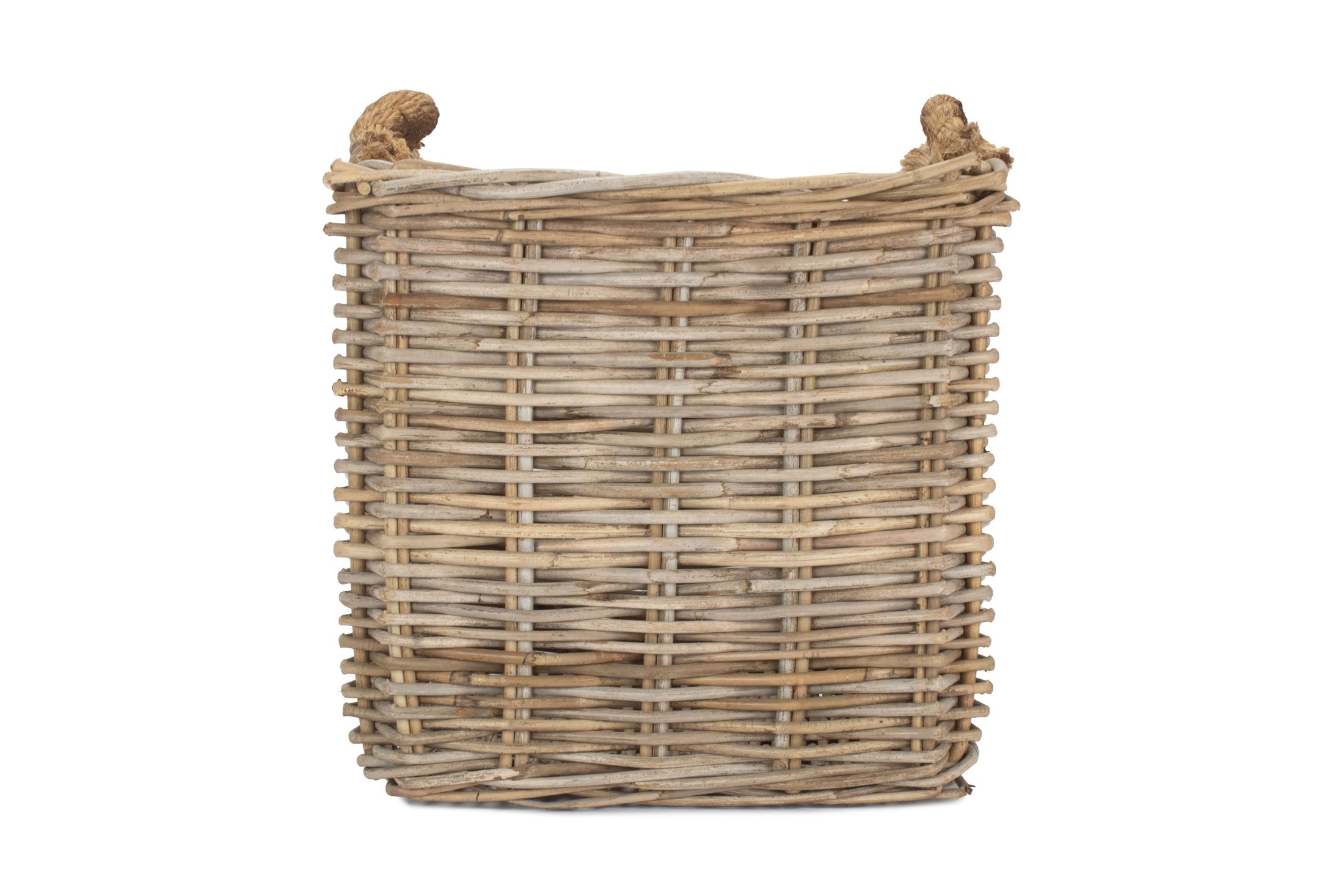 Small Square Grey Rattan Log Basket - REGN