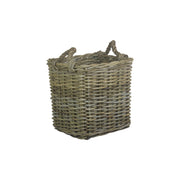 Small Square Grey Rattan Log Basket - REGN