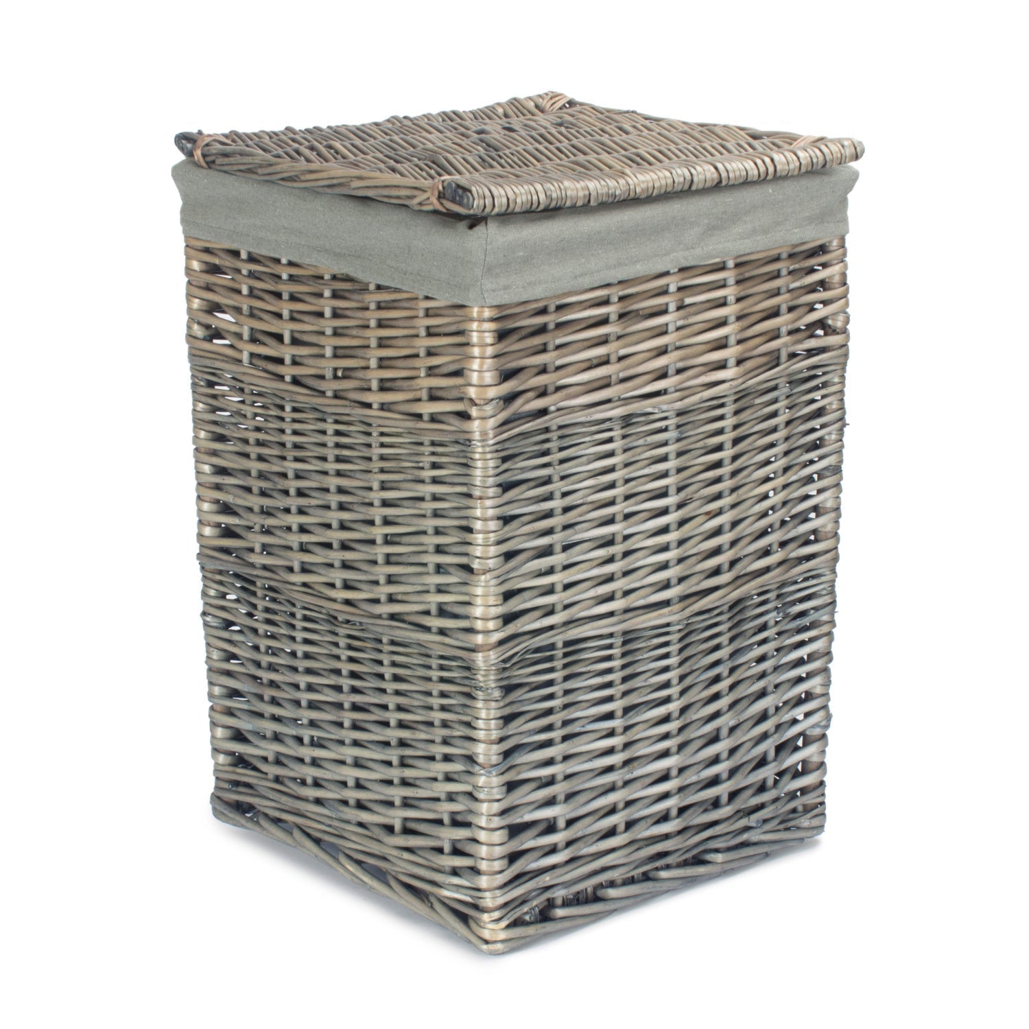Small Square Laundry Basket with Grey Sage Lining - REGN