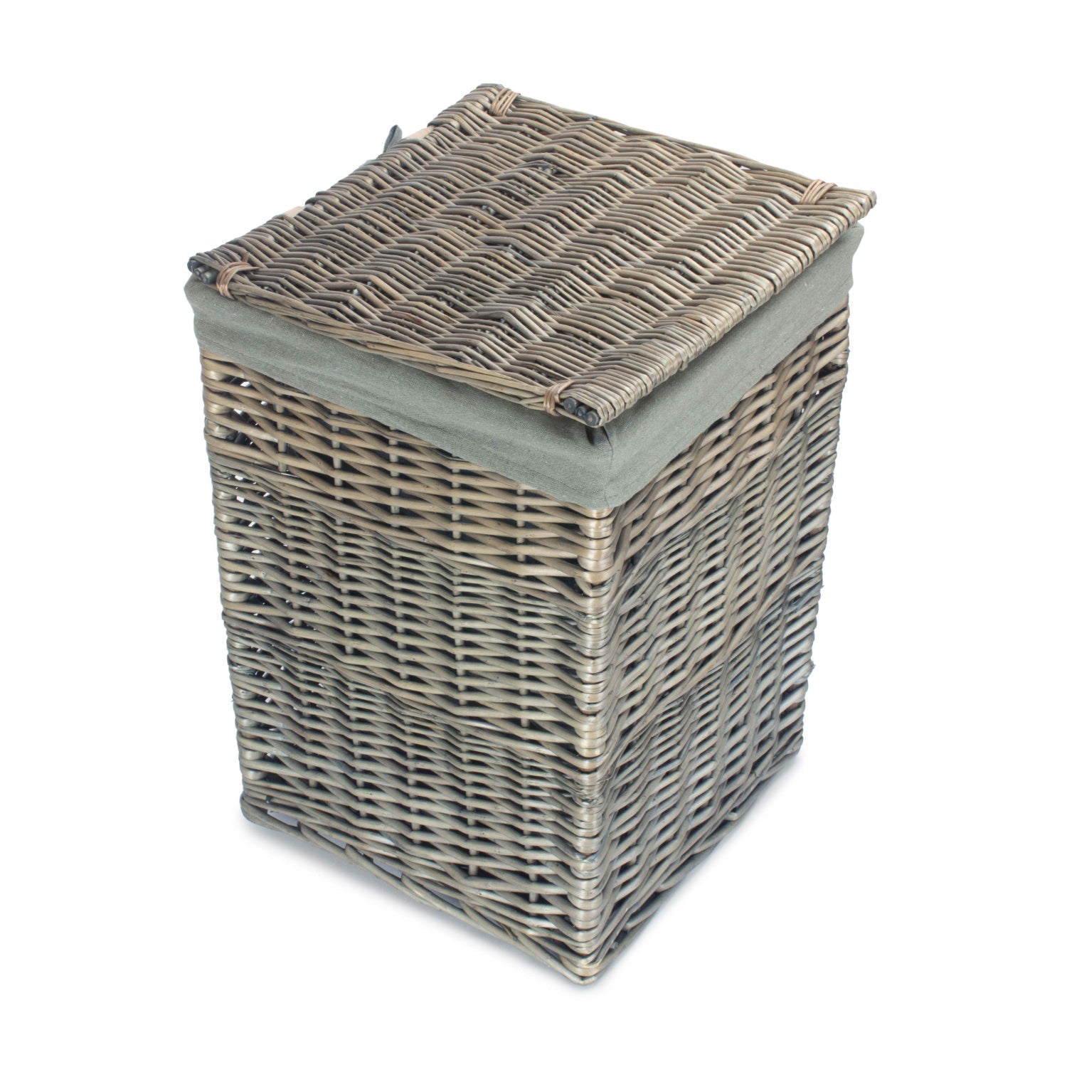 Small Square Laundry Basket with Grey Sage Lining - REGN