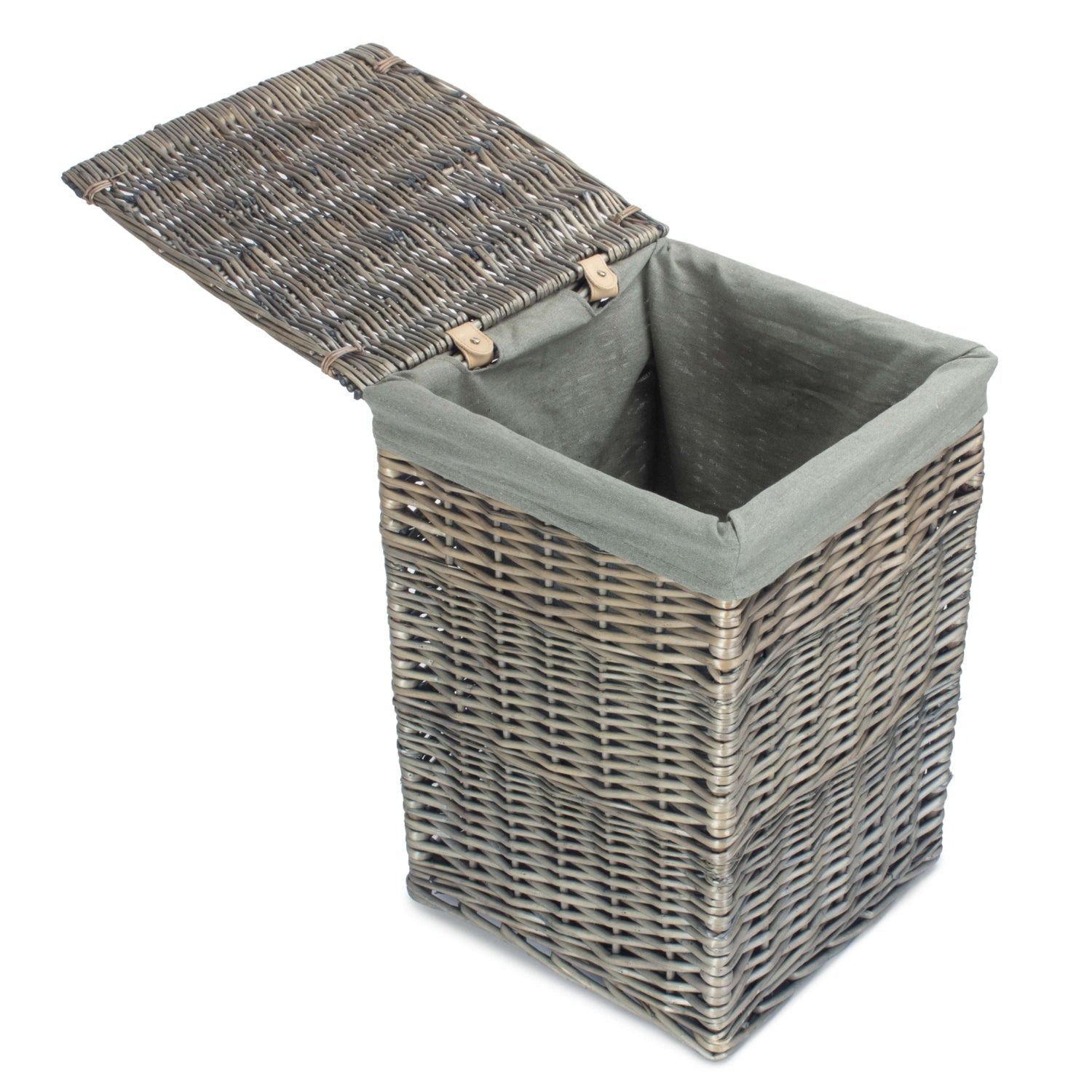 Small Square Laundry Basket with Grey Sage Lining - REGN