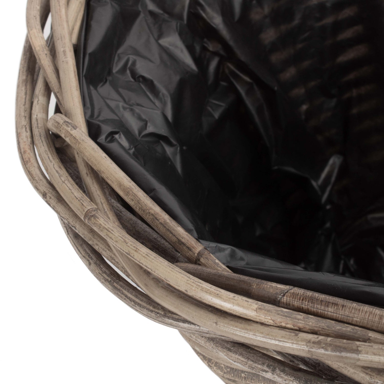 Small Tapered Rattan Round Planter With Plastic Lining - REGN