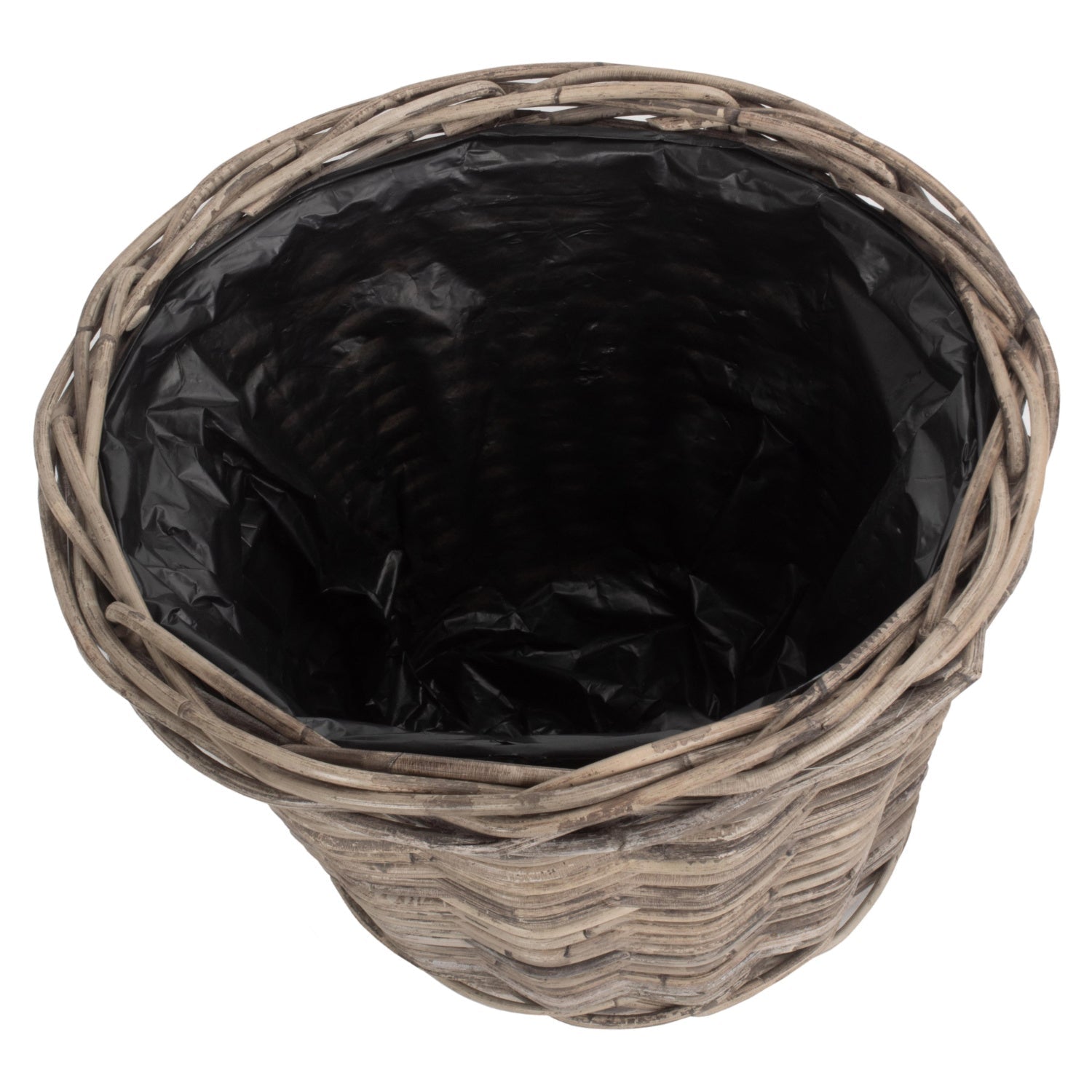 Small Tapered Rattan Round Planter With Plastic Lining - REGN
