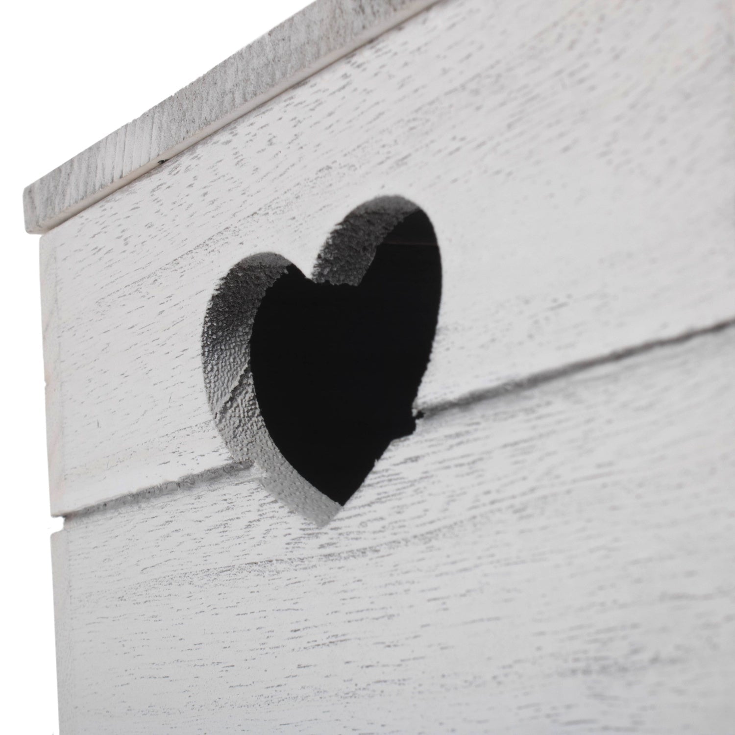 Small Vintage White Wash Heart Cut-Out Box with Lid - REGN