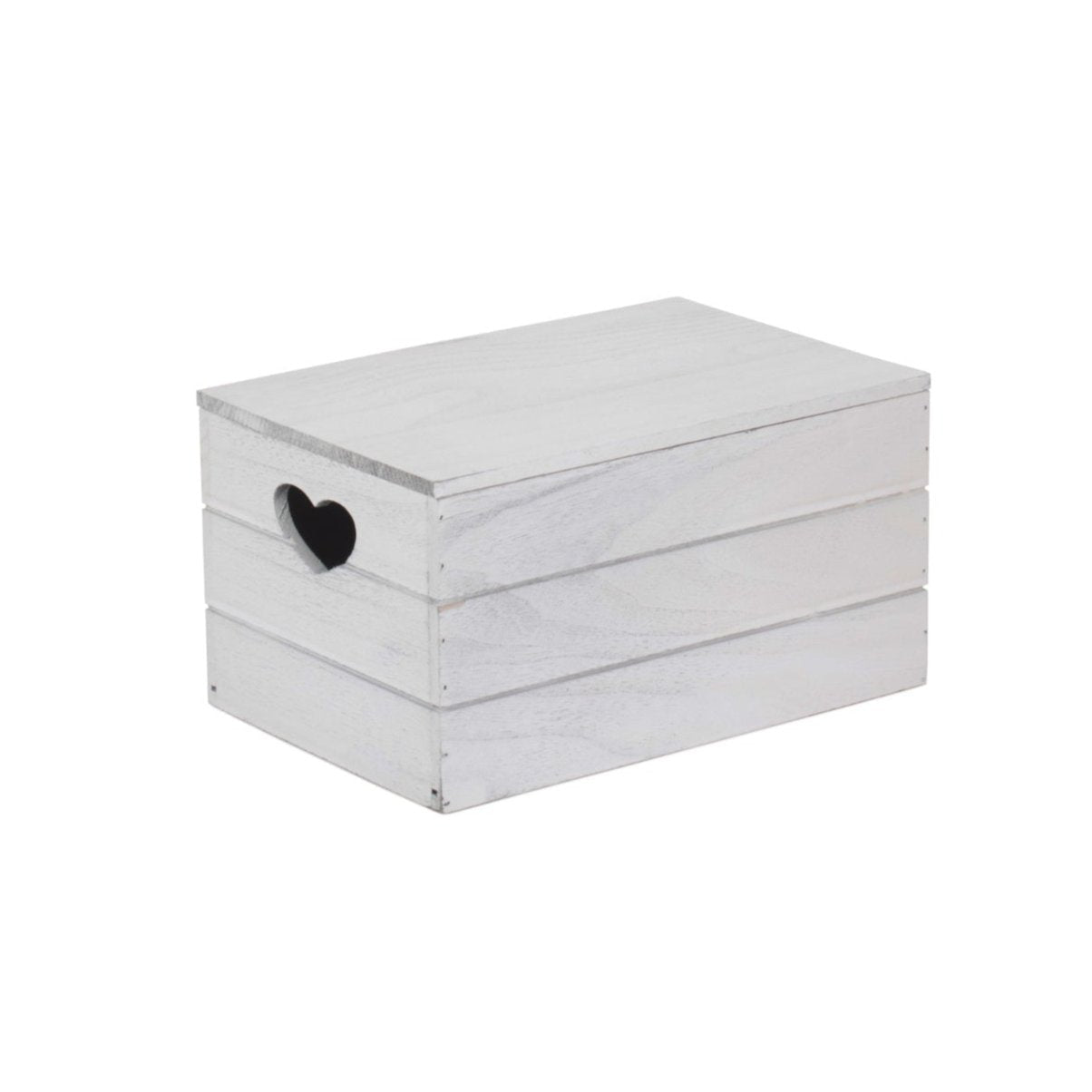 Small Vintage White Wash Heart Cut-Out Box with Lid - REGN