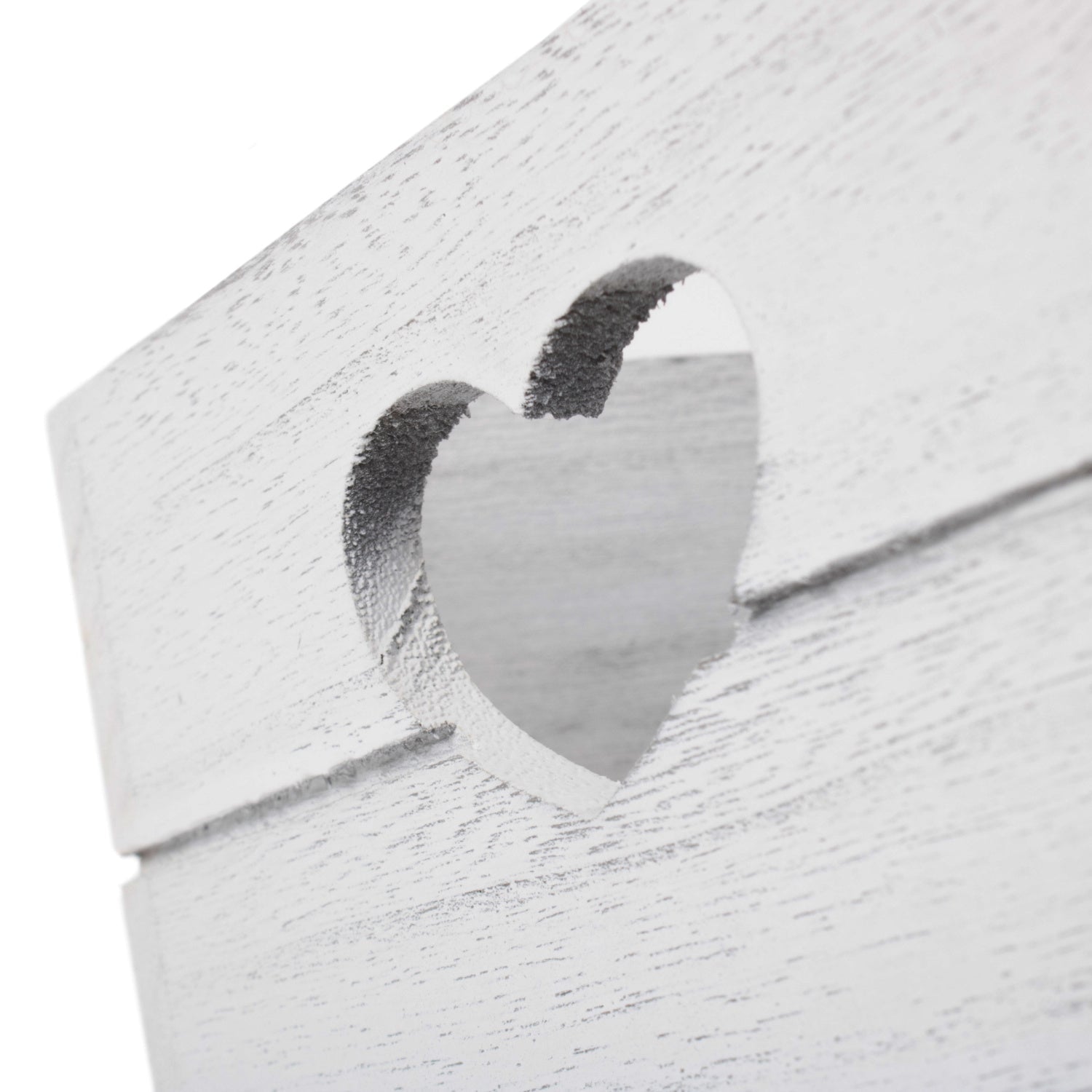 Small Vintage White Wash Heart Cut-Out Crate - REGN