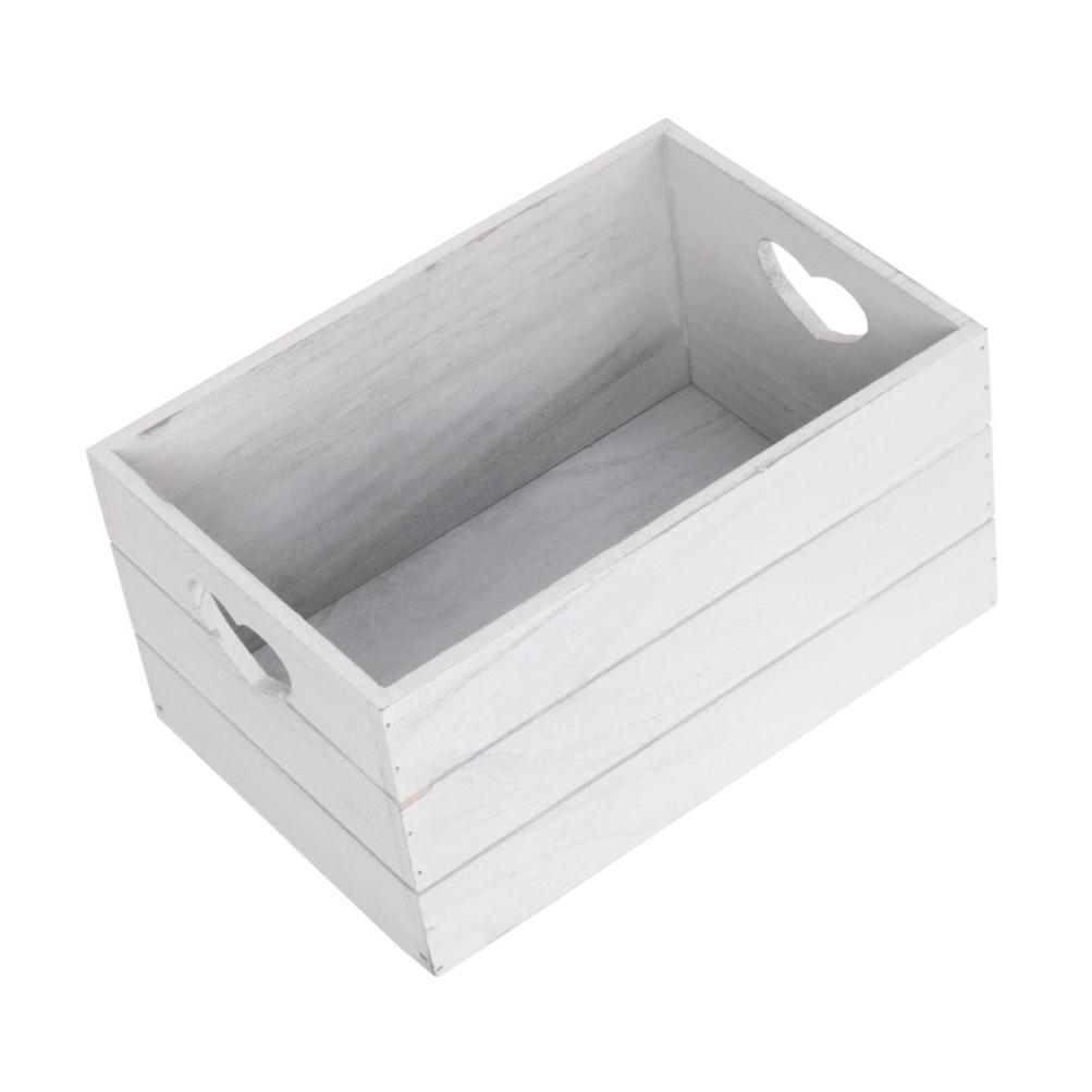 Small Vintage White Wash Heart Cut-Out Crate - REGN