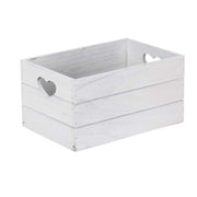 Small Vintage White Wash Heart Cut-Out Crate - REGN