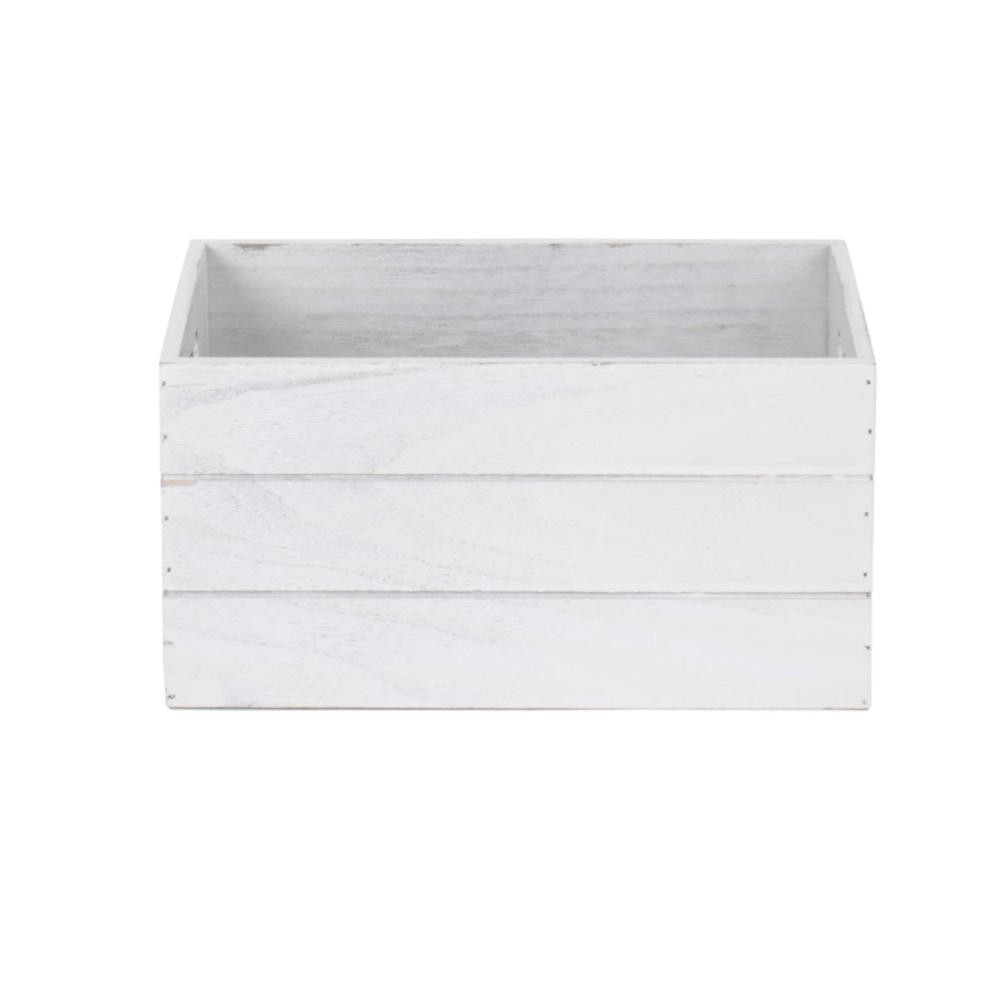Small Vintage White Wash Heart Cut-Out Crate - REGN