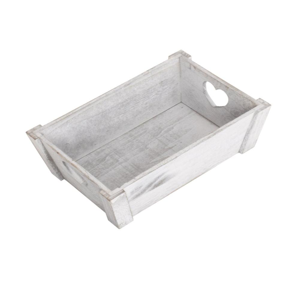 Small Vintage White Wash Heart Cut-Out Tray - REGN