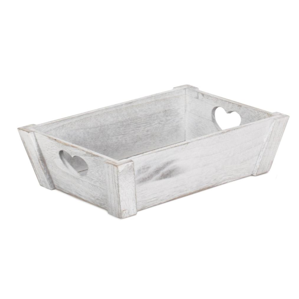 Small Vintage White Wash Heart Cut-Out Tray - REGN