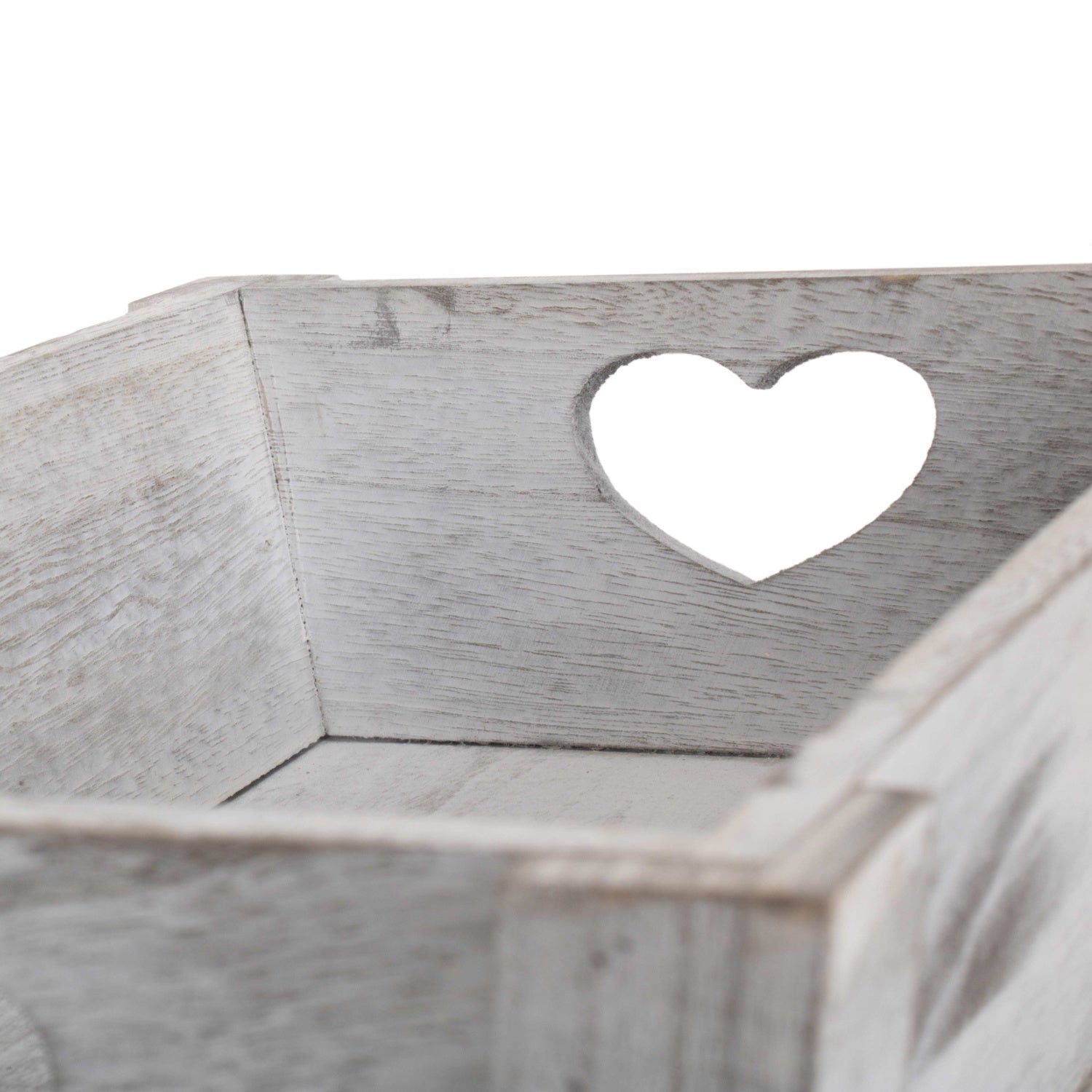 Small Vintage White Wash Heart Cut-Out Tray - REGN