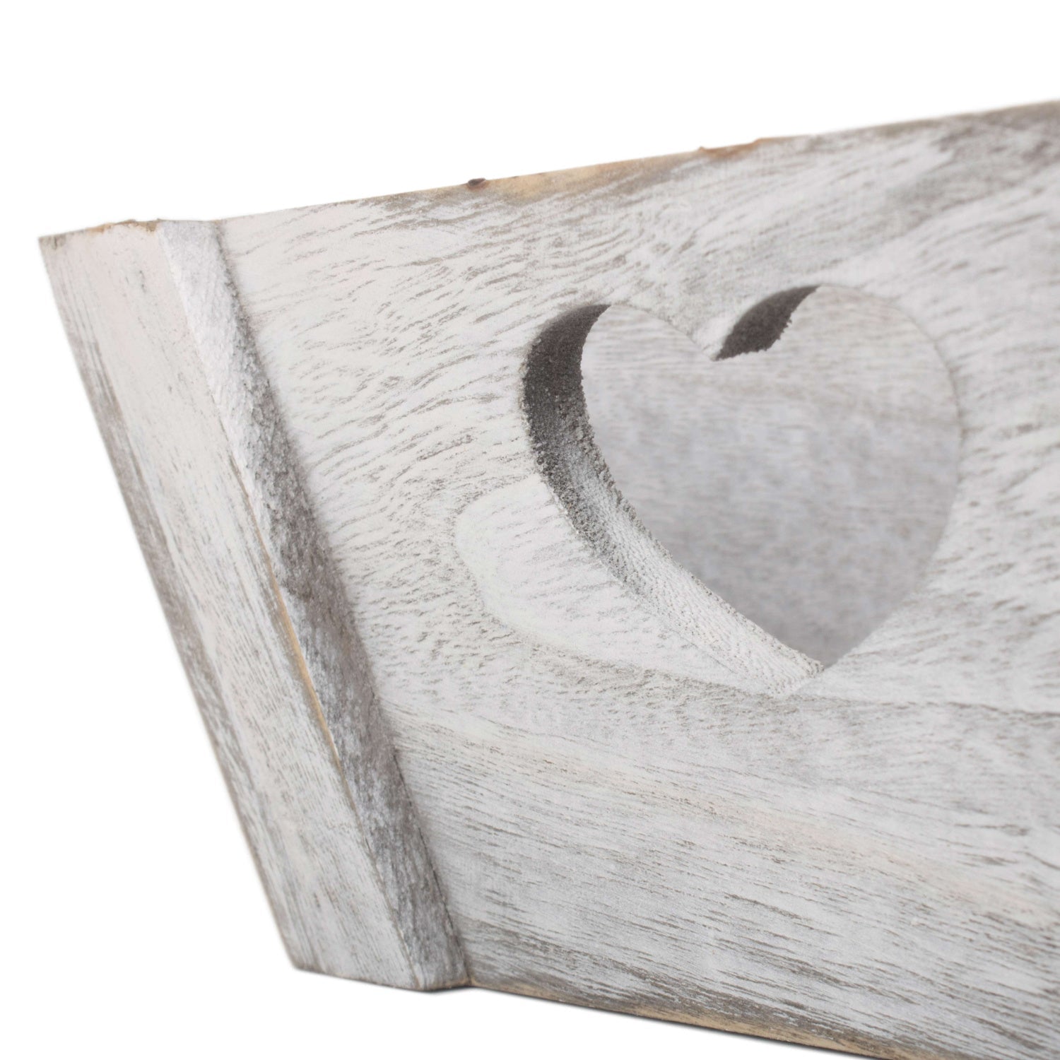 Small Vintage White Wash Heart Cut-Out Tray - REGN