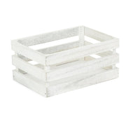 Small Vintage White Wash Slatted Wooden Crate - REGN