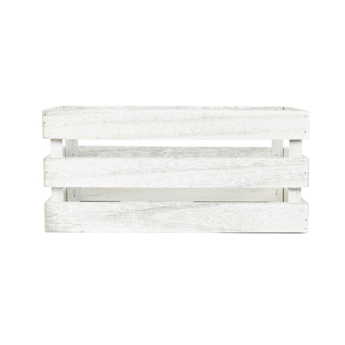 Small Vintage White Wash Slatted Wooden Crate - REGN