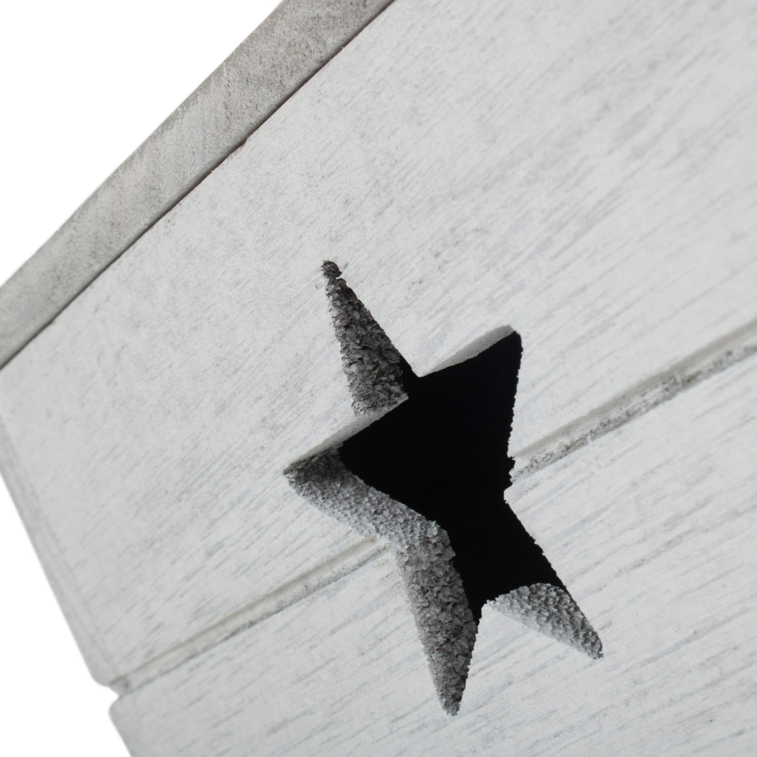 Small Vintage White Wash Star Cut-Out Box with Lid - REGN