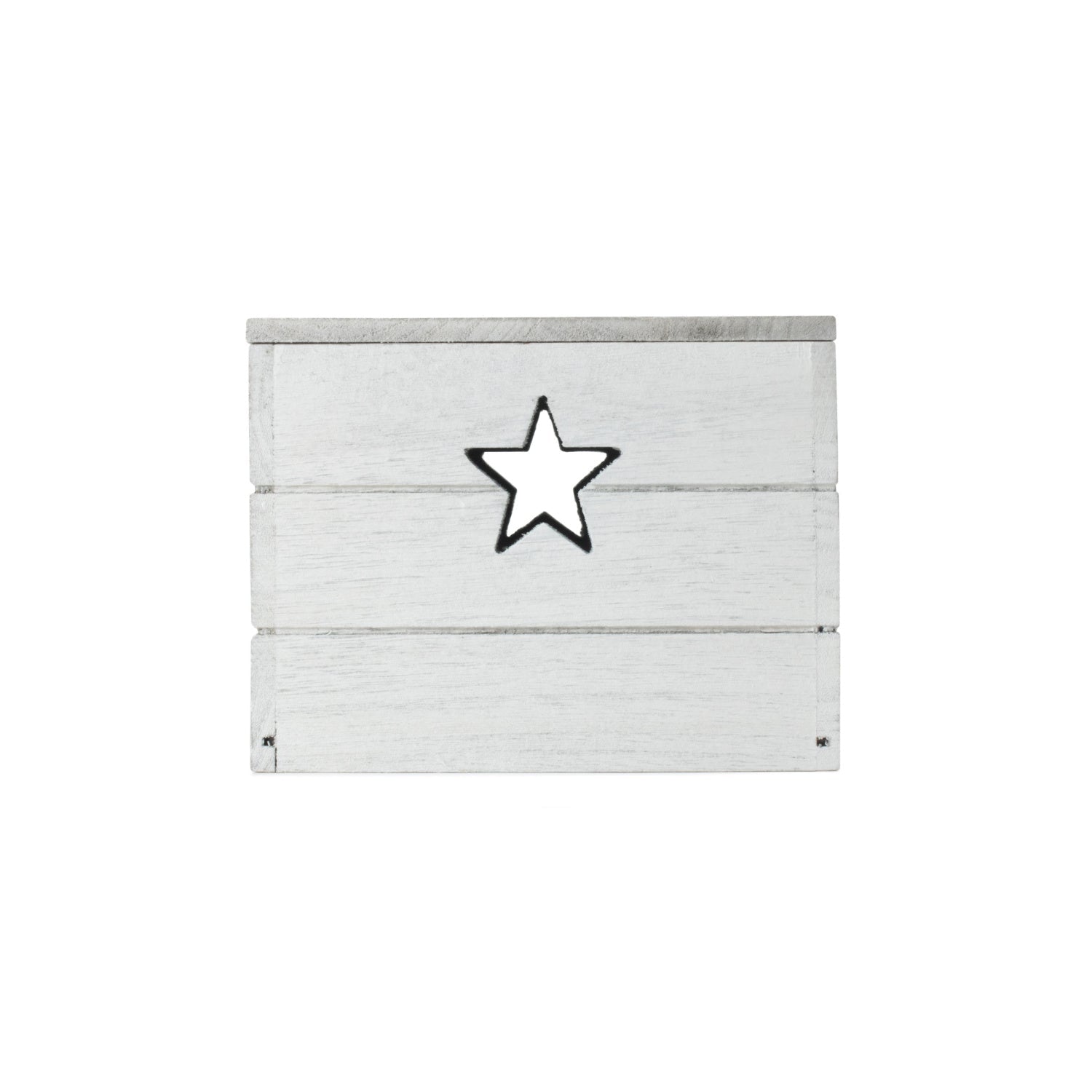 Small Vintage White Wash Star Cut-Out Box with Lid - REGN