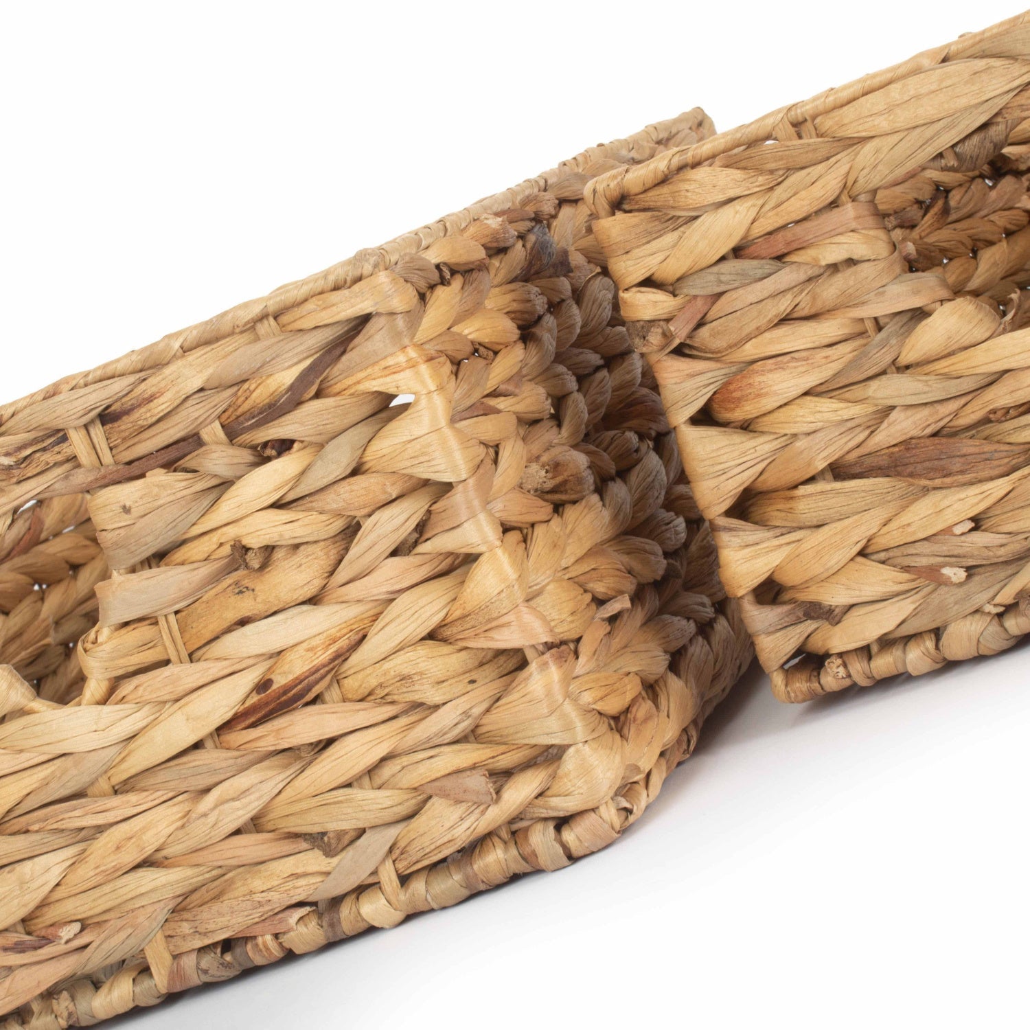 Small Water Hyacinth Storage Basket Set 2 With Heart Cut-Out Handles - REGN
