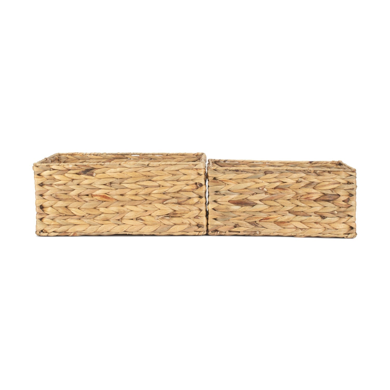 Small Water Hyacinth Storage Basket Set 2 With Heart Cut-Out Handles - REGN