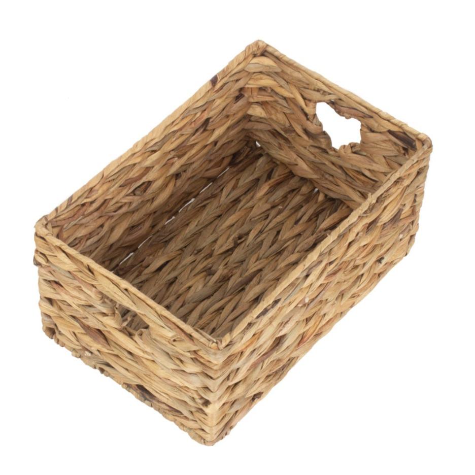 Small Water Hyacinth Storage Basket Size 1 With Heart Cut-Out Handles - REGN